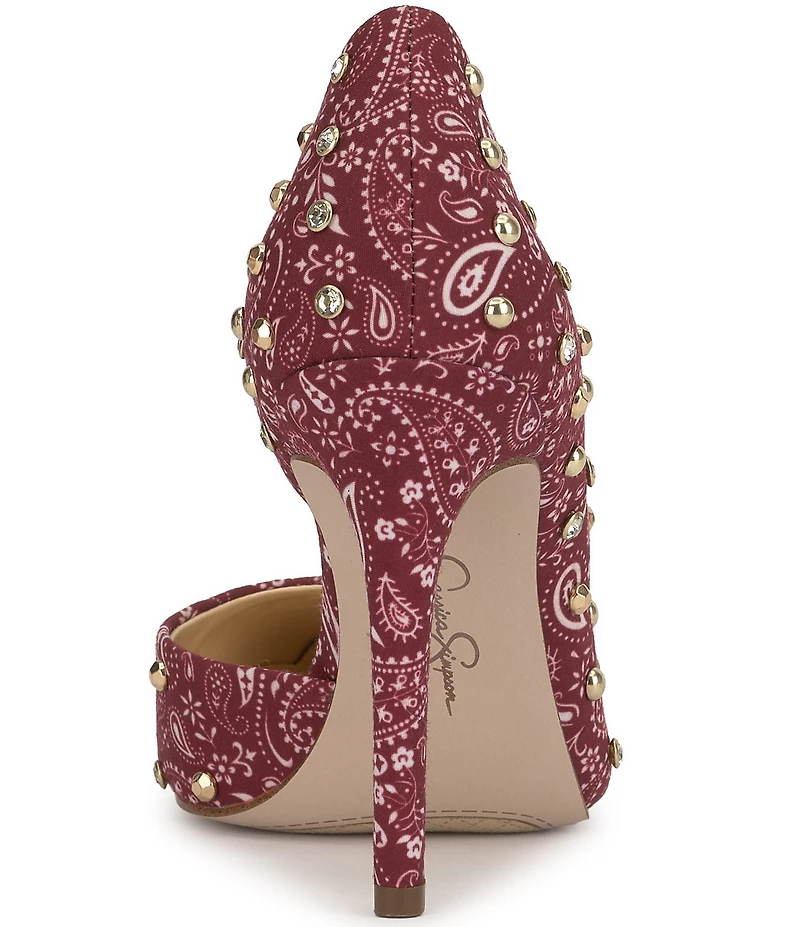 Jessica Simpson Prizma Bandana Print Studded d'Orsay Pumps