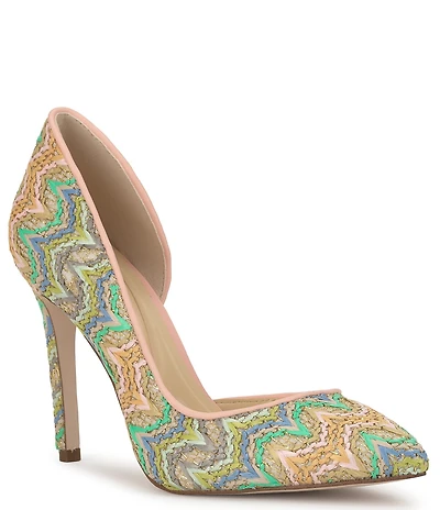 Jessica Simpson Prizma Rainbow Chevron Raffia d'Orsay Pumps