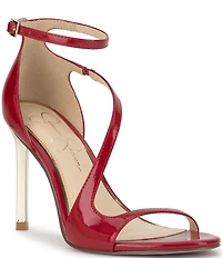 Jessica Simpson Qamille Crinkle Patent Asymmetrical Strap Dress Sandals