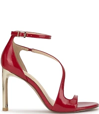 Jessica Simpson Qamille Crinkle Patent Asymmetrical Strap Dress Sandals