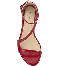 Jessica Simpson Qamille Crinkle Patent Asymmetrical Strap Dress Sandals