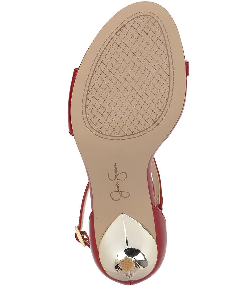 Jessica Simpson Qamille Crinkle Patent Asymmetrical Strap Dress Sandals