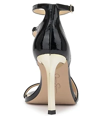 Jessica Simpson Qamille Crinkle Patent Asymmetrical Strap Dress Sandals
