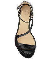 Jessica Simpson Qamille Crinkle Patent Asymmetrical Strap Dress Sandals