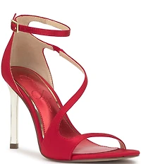 Jessica Simpson Qamille Satin Asymmetrical Strap Dress Sandals