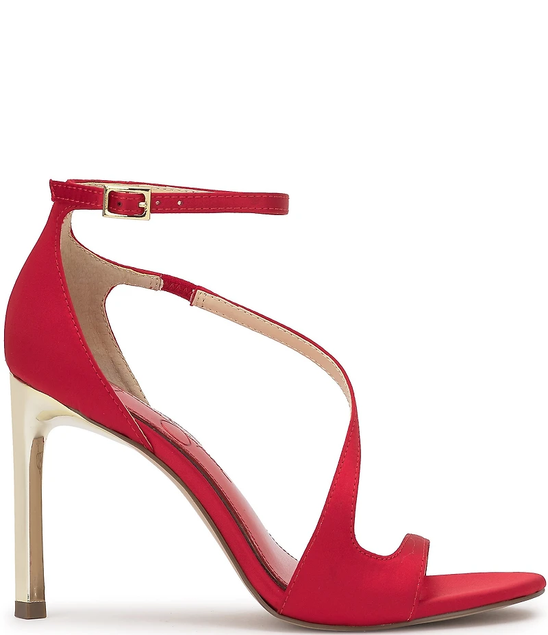 Jessica Simpson Qamille Satin Asymmetrical Strap Dress Sandals