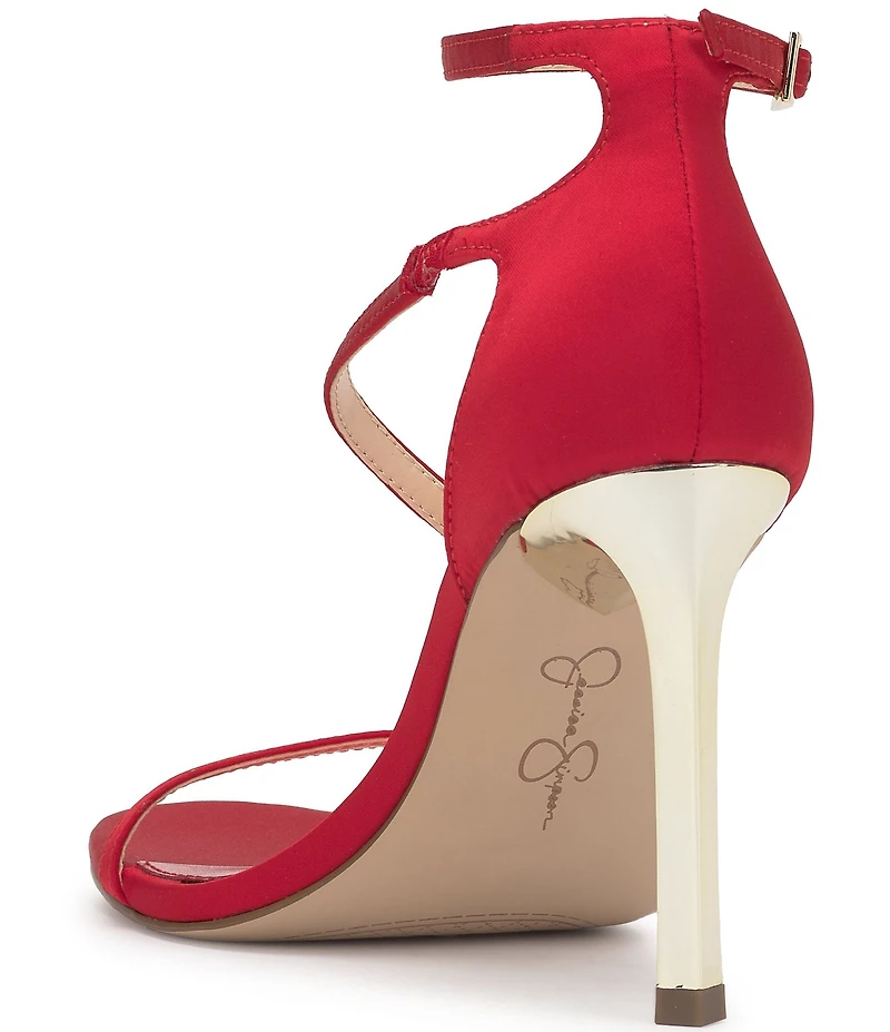 Jessica Simpson Qamille Satin Asymmetrical Strap Dress Sandals