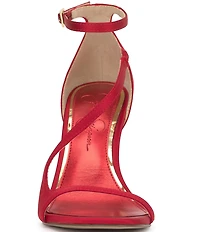 Jessica Simpson Qamille Satin Asymmetrical Strap Dress Sandals
