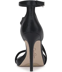 Jessica Simpson Rayli Metallic Fabric Ankle Wrap Stiletto Dress Sandals