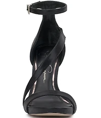 Jessica Simpson Rayli Metallic Fabric Ankle Wrap Stiletto Dress Sandals