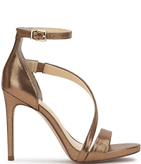 Jessica Simpson Rayli Metallic Fabric Ankle Wrap Stiletto Dress Sandals