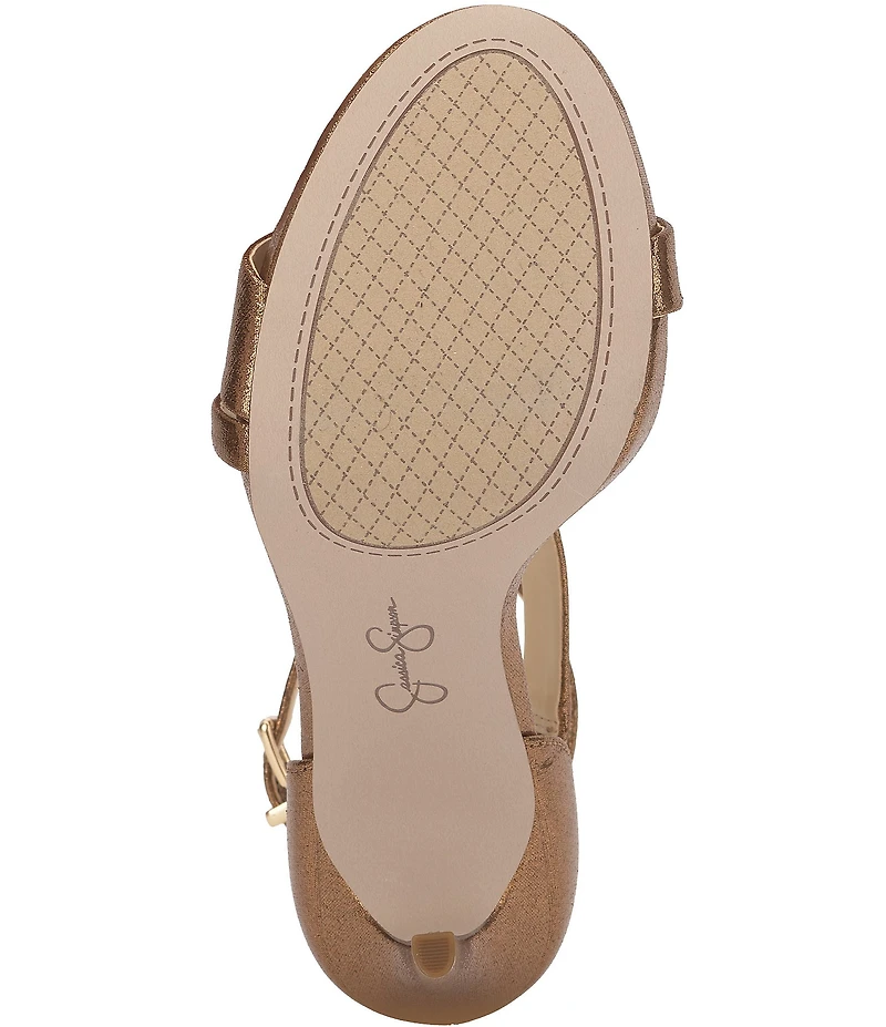 Jessica Simpson Rayli Metallic Fabric Ankle Wrap Stiletto Dress Sandals