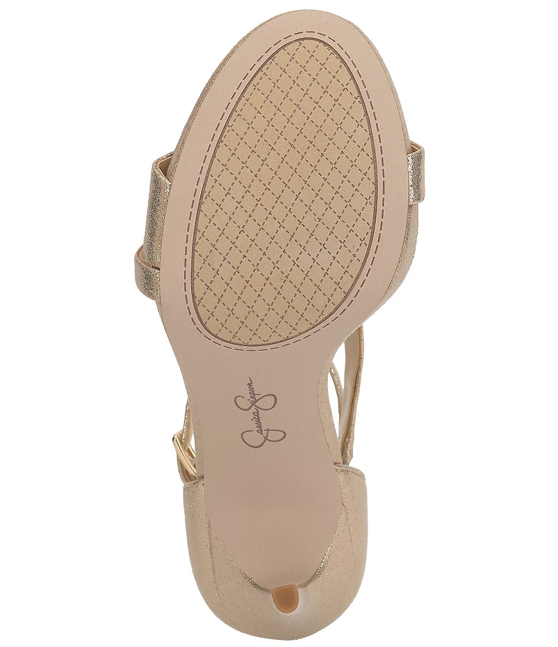 Jessica Simpson Rayli Metallic Fabric Ankle Wrap Stiletto Dress Sandals