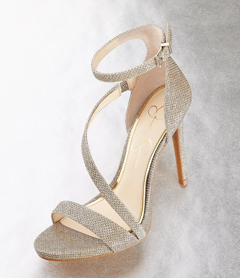 Jessica Simpson Rayli Metallic Ankle Wrap Stiletto Dress Sandals
