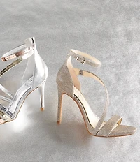 Jessica Simpson Rayli Metallic Ankle Wrap Stiletto Dress Sandals