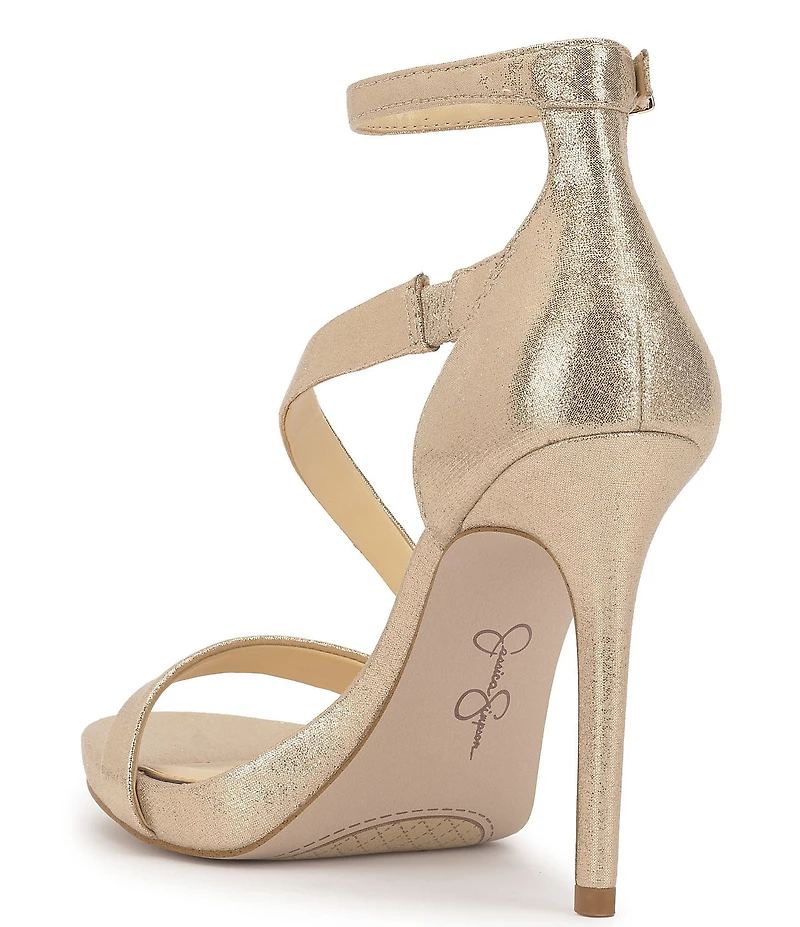 Jessica Simpson Rayli Metallic Ankle Wrap Stiletto Dress Sandals