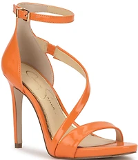 Jessica Simpson Rayli Patent Ankle Wrap Stiletto Dress Sandals