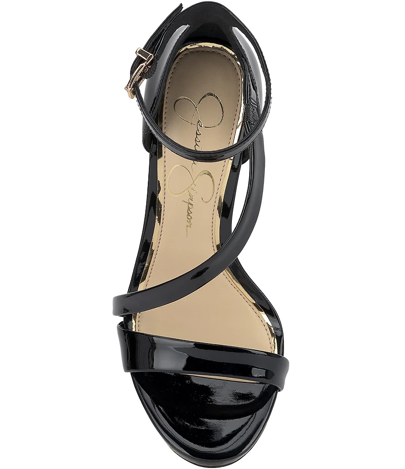 Jessica Simpson Rayli Patent Ankle Wrap Stiletto Dress Sandals