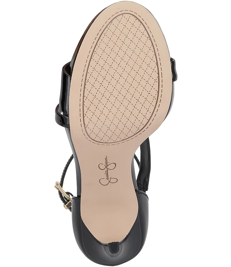 Jessica Simpson Rayli Patent Ankle Wrap Stiletto Dress Sandals
