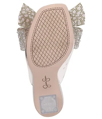 Jessica Simpson Saidah Pearl and Rhinestone Bow Clear Dress Slide Sandals