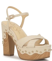 Jessica Simpson Samintia Leather Studded Platform Sandals