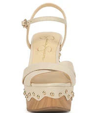 Jessica Simpson Samintia Leather Studded Platform Sandals