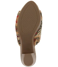 Jessica Simpson Shelbie Embroidered Raffia Block Heel Platform Slide Sandals