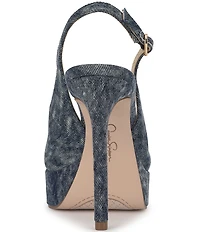 Jessica Simpson Sibilla Denim Slingback Peep Toe Platform Pumps