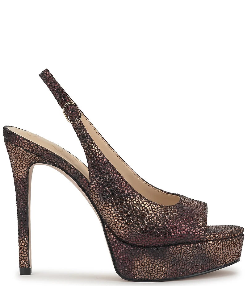 Jessica Simpson Sibilla Embossed Slingback Peep Toe Platform Pumps