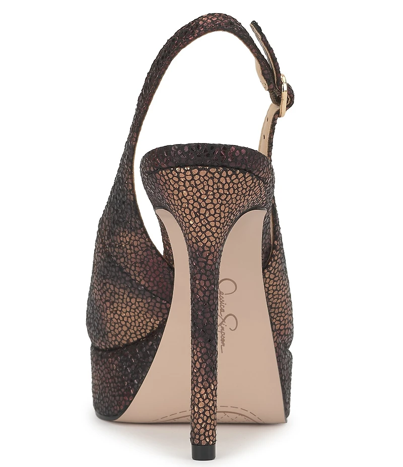 Jessica Simpson Sibilla Embossed Slingback Peep Toe Platform Pumps