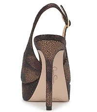 Jessica Simpson Sibilla Embossed Slingback Peep Toe Platform Pumps