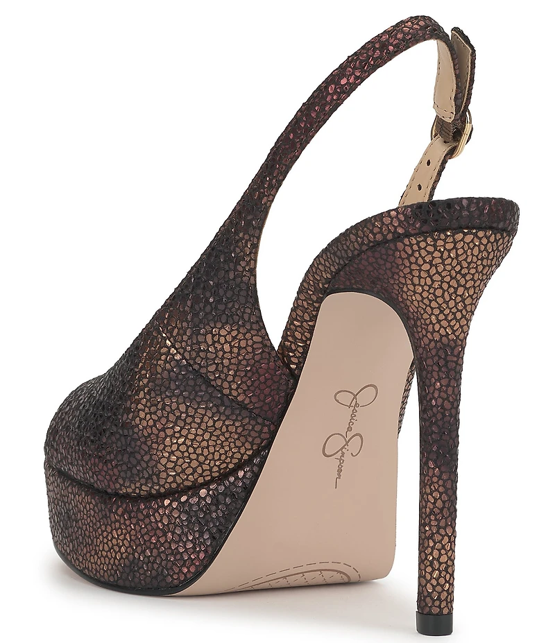 Jessica Simpson Sibilla Embossed Slingback Peep Toe Platform Pumps
