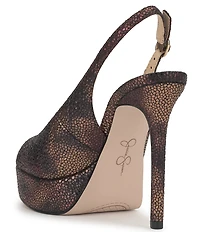 Jessica Simpson Sibilla Embossed Slingback Peep Toe Platform Pumps