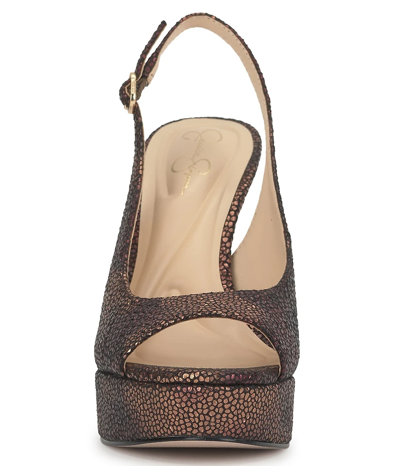 Jessica Simpson Sibilla Embossed Slingback Peep Toe Platform Pumps