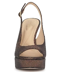 Jessica Simpson Sibilla Embossed Slingback Peep Toe Platform Pumps