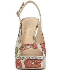 Jessica Simpson Sibilla Floral Brocade Slingback Platform Peep Toe Pumps