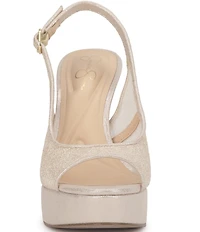 Jessica Simpson Sibilla Glitter Lace Slingback Peep Toe Platform Pumps