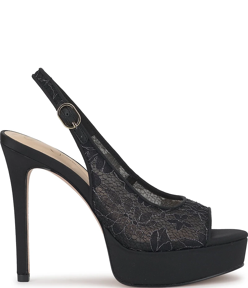 Jessica Simpson Sibilla Lace Slingback Peep Toe Platform Pumps