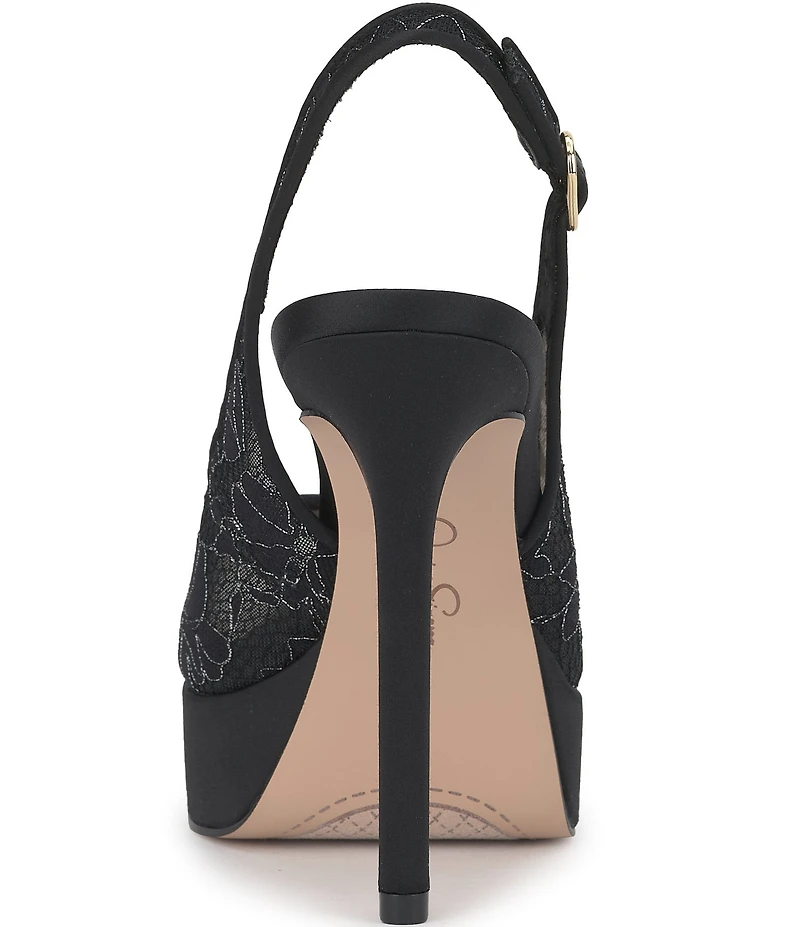 Jessica Simpson Sibilla Lace Slingback Peep Toe Platform Pumps