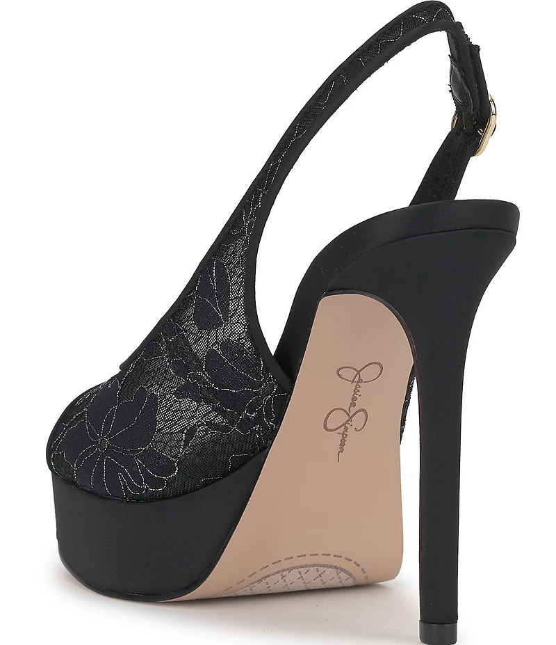 Jessica Simpson Sibilla Lace Slingback Peep Toe Platform Pumps