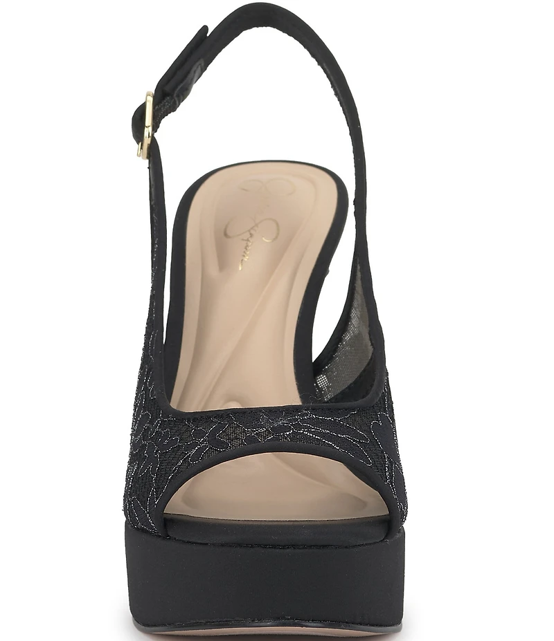 Jessica Simpson Sibilla Lace Slingback Peep Toe Platform Pumps