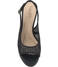 Jessica Simpson Sibilla Lace Slingback Peep Toe Platform Pumps