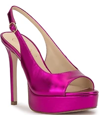 Jessica Simpson Sibilla Metallic Slingback Peep Toe Platform Pumps