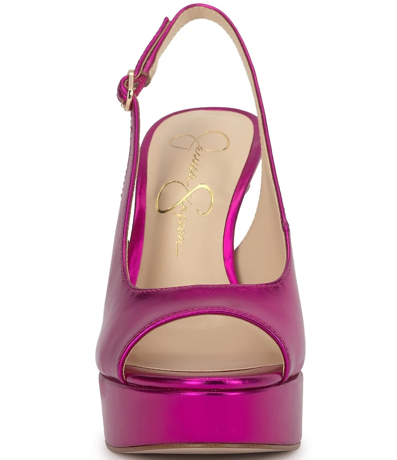 Jessica Simpson Sibilla Metallic Slingback Peep Toe Platform Pumps