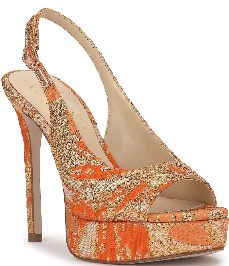 Jessica Simpson Sibilla Metallic Slingback Platform Peep Toe Pumps