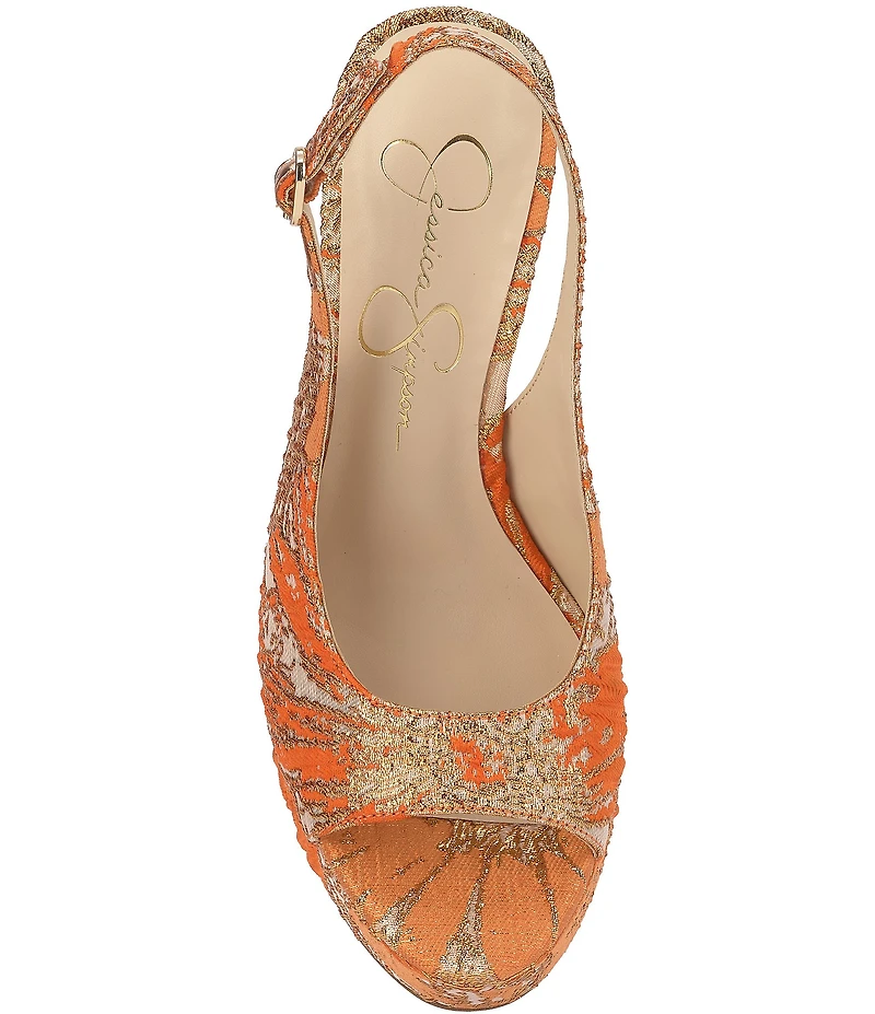 Jessica Simpson Sibilla Metallic Slingback Platform Peep Toe Pumps