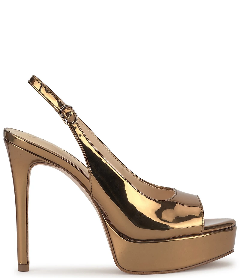 Jessica Simpson Sibilla Patent Peep Toe Slingback Platform Dress Pumps