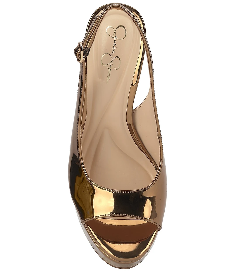Jessica Simpson Sibilla Patent Peep Toe Slingback Platform Dress Pumps