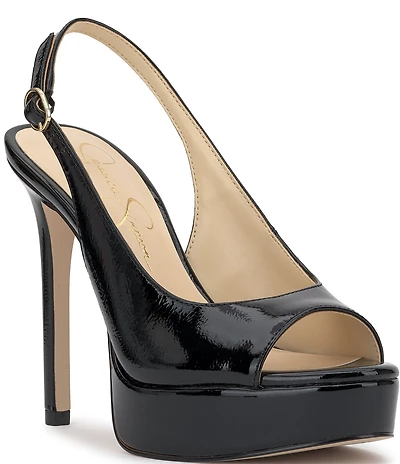 Jessica Simpson Sibilla Patent Peep Toe Slingback Platform Dress Pumps