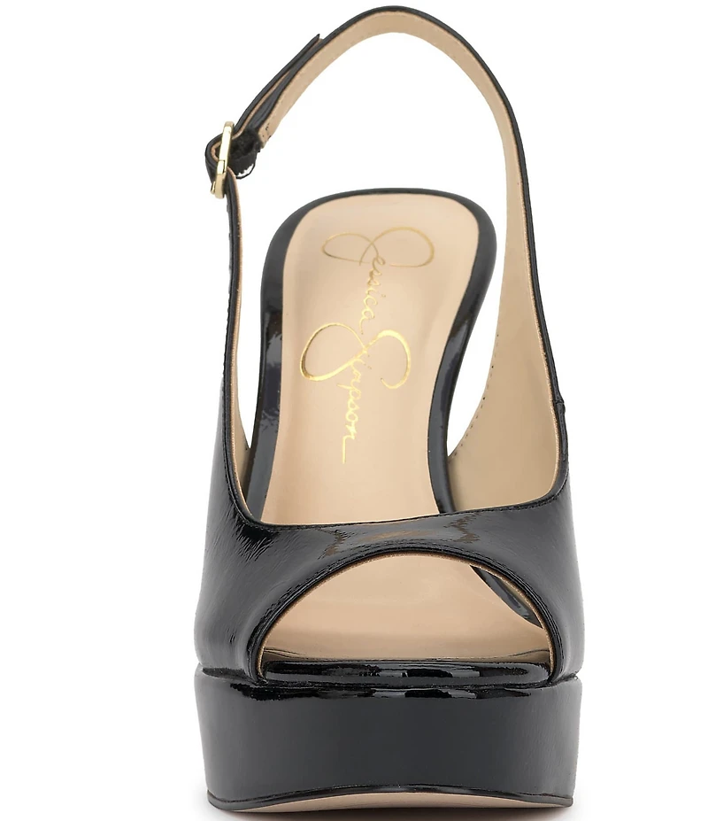 Jessica Simpson Sibilla Patent Peep Toe Slingback Platform Dress Pumps